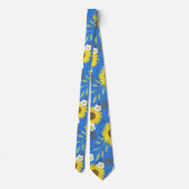 Cravate Flore de Arrière - plan bleu de tournesol jaune (Dos)