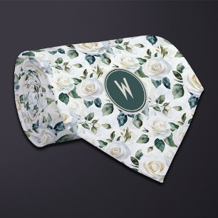 Cravate Flore de Roses blanches