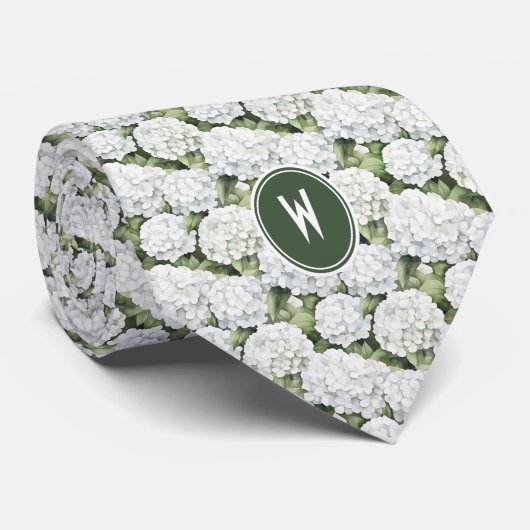 Cravate Flore d'Hydrangée blanche (Roulé)