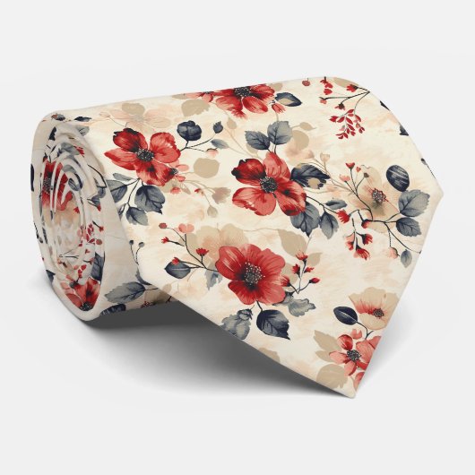 Cravate Flore rouge (Roulé)
