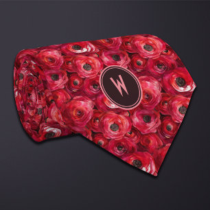 Cravate Flore rouge Ranunculus