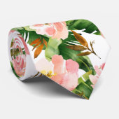 Cravate Flore Tropical Palm rose Fleurs Botanique (Roulé)