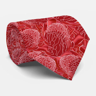 Cravate Flore tropicale de Ginger rouge
