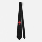 CRAVATE FLORENTINE ROUGE LILY, FLEUR DE LIS, BLACK DAMASK (Devant)