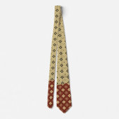 Cravate Flower and Diamond Pattern Gold Red (Dos)