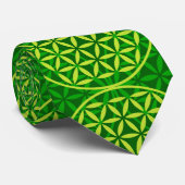Cravate Flower of Life - stamp pattern - green (Roulé)