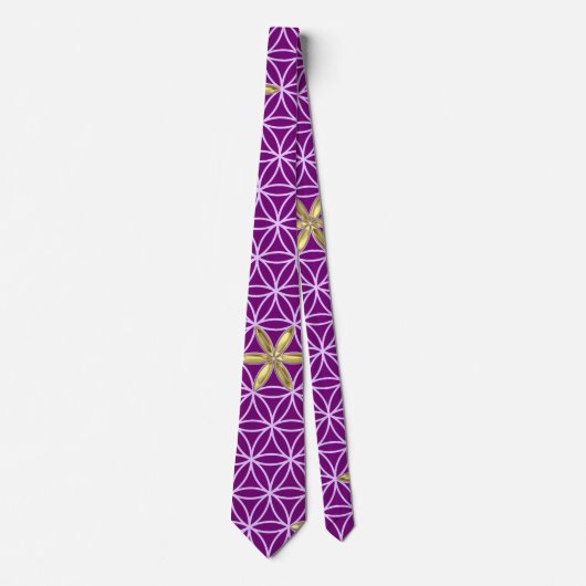 Cravate Flower Of Life - timbre sans couture motif - or ro (Devant)