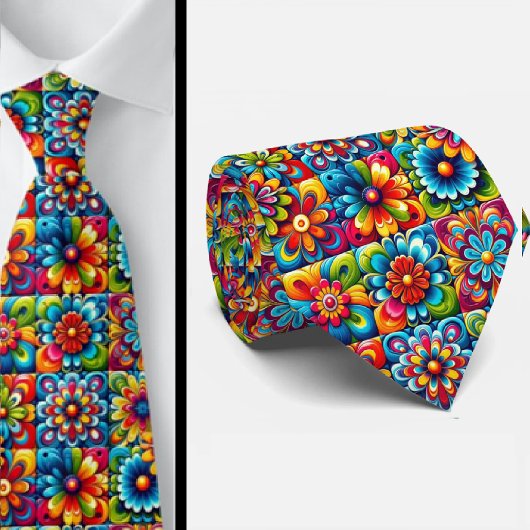 Cravate Flower Power Hippy Neck Tie
