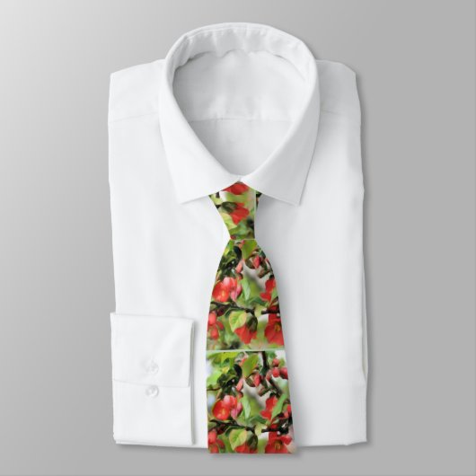 Cravate Flower Quince rouge fleurs Art (Attaché)