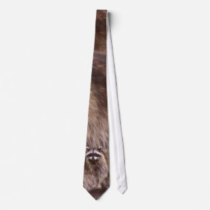 Cravate Fluffy Raccoon Wildlife Art Neckwear