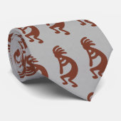 Cravate Flûte Jouer Kokopelli Figure - Rouge sur gris (Roulé)