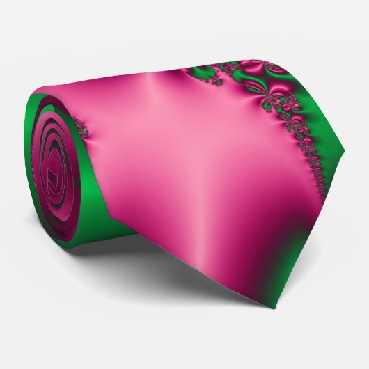 Cravate Flux rose et vert (Roulé)