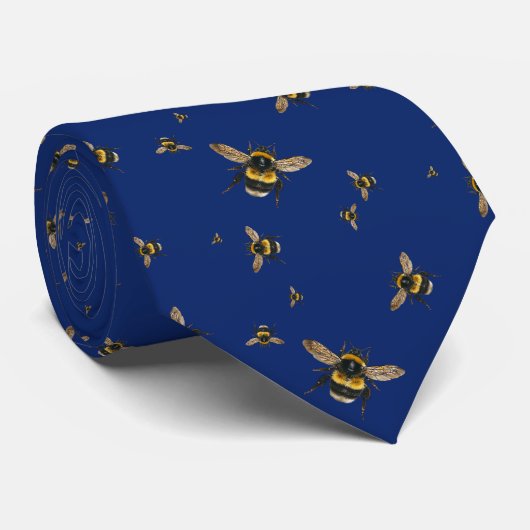 Cravate Flying Bumblebees Motif Navy Blue (Roulé)
