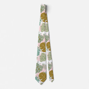 Cravate Foliage Tropical - Motif Monstère Et Feuille De Pa