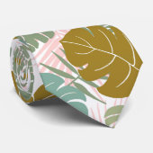 Cravate Foliage Tropical - Motif Monstère Et Feuille De Pa (Roulé)
