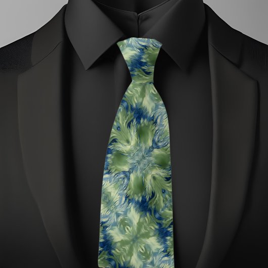 Cravate Foncé Vert sur Denim  Motif Diagonal