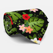 Cravate Fond de fleurs tropicales 3 (Roulé)