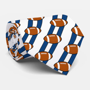 Cravate Football Necktie Blancs et Bleus