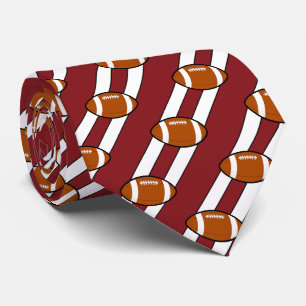 Cravate Football Necktie Maroon et White Stripes