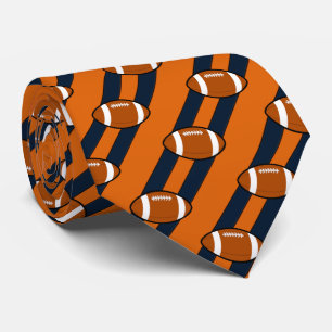 Cravate Football Necktie Orange et Black Stripes