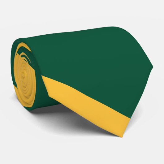 Cravate Forest Green et Gold Broad University Stripe (Roulé)