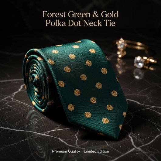 Cravate Forest Green & Gold Polka Dot 