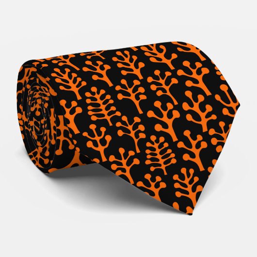 Cravate Forêt 230823 - Orange sur fond noir (Roulé)