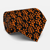 Cravate Forêt 230823 - Orange sur Noir (Roulé)