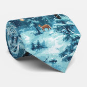 Cravate Forêt de pixels hivernale – Scène forestière ennei (Roulé)
