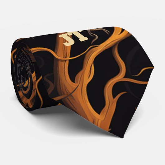 Cravate Forêt hantée avec Halloween Jack-o'-lanterne (Roulé)