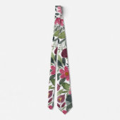 Cravate Forêt rose Mauve Vert Aquarelle Fleurs Feuilles (Dos)