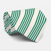 Cravate Forêt vert et beige cinq bandes motif (Roulé)