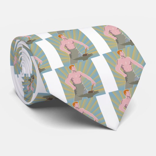 Cravate Forgeron avec le rétro style de marteau et (Roulé)