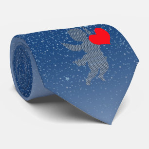 Cravate forme cupide et coeur rouge, silhouette cupide