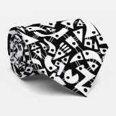 Cravate Formes Abstraites 180318 - Blanc sur noir (Roulé)