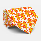 Cravate Formes - Ambre et rouge sur blanc (Roulé)