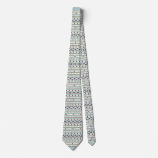 Cravate Formes Aztec Motif Rpt Crème Rusts Turquoise-Bleu (Devant)