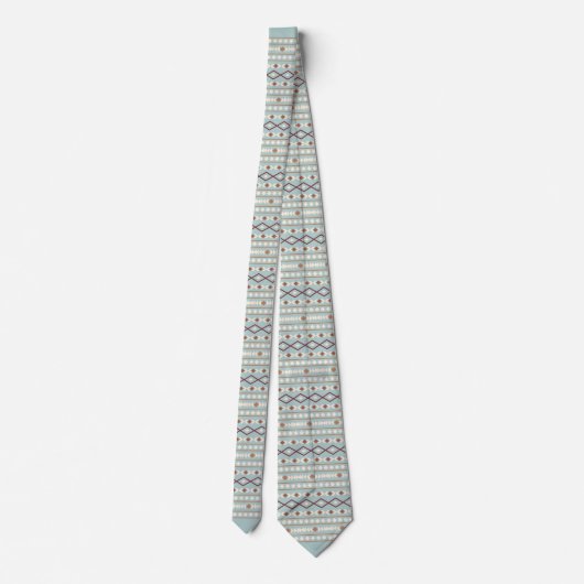 Cravate Formes Aztec Motif Rpt Crème Rusts Turquoise-Bleu (Dos)