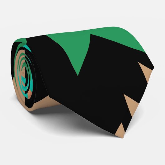 Cravate Formes de Natif américain en vert et brun (Roulé)