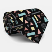 Cravate Formes géométriques noir motif (Roulé)
