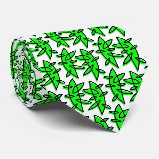 Cravate Formes - Vert & Noir sur Blanc (Roulé)
