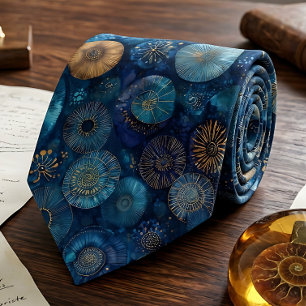 Cravate Fossile d'ammonite élégant bleu saphir