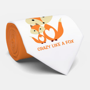 Cravate Fou comme un renard, Renard orange toile de jute