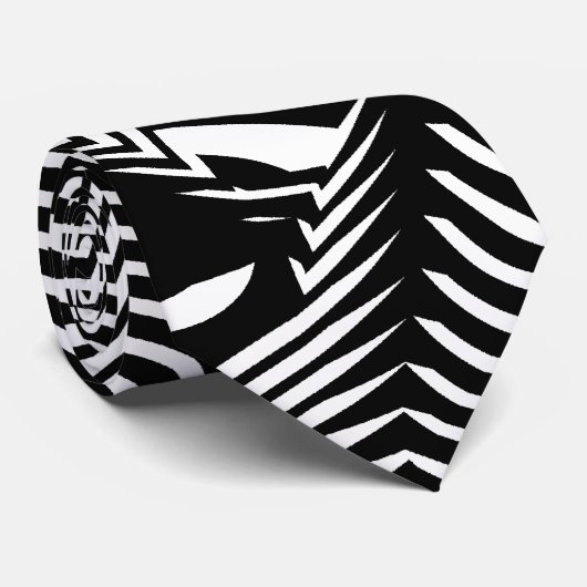 Cravate Fou en noir et blanc Motif (Roulé)