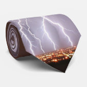 Cravate Foudre au-dessus de ville (Roulé)