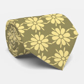 Cravate Foulard Fleur Flora Kaki & Jaune Double Face (Roulé)