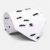 Cravate Fourmis noires sur blanc (Roulé)