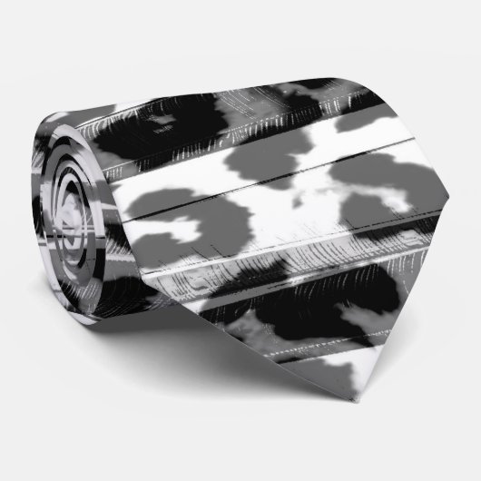 Cravate Fourrure noire et grise rétro texture abstraite (Roulé)