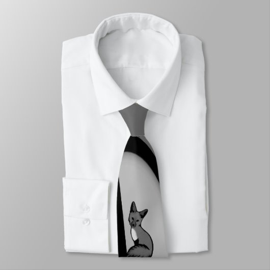 Cravate Fox Design d'art moderne en argent (Attaché)