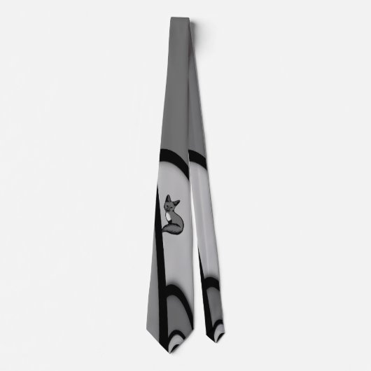 Cravate Fox Design d'art moderne en argent (Devant)
